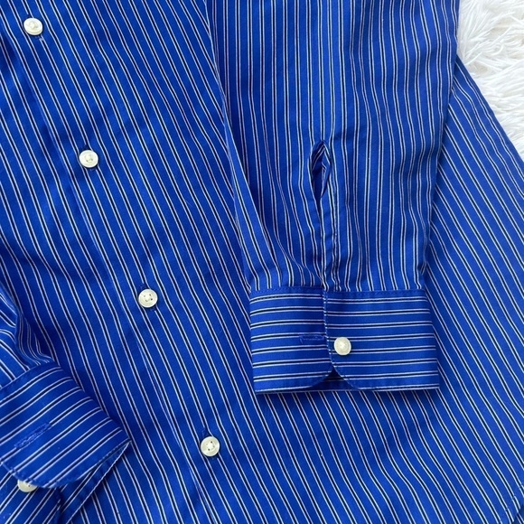 Chaps blue button up collared long sleeve shirt size 14-16 - Picture 9 of 16